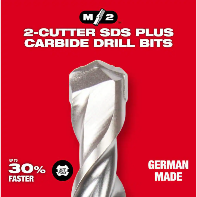 (2-Pack) Milwaukee 5/16 in. x 6 in. 2-Cutter SDS-PLUS Carbide Drill Bit