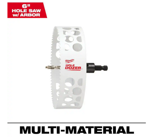 Milwaukee 6 in. Hole Dozer Bi-Metal Hole Saw with 3/8 in. Arbor and Pilot Bit