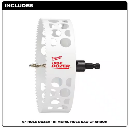 Milwaukee 6 in. Hole Dozer Bi-Metal Hole Saw with 3/8 in. Arbor and Pilot Bit