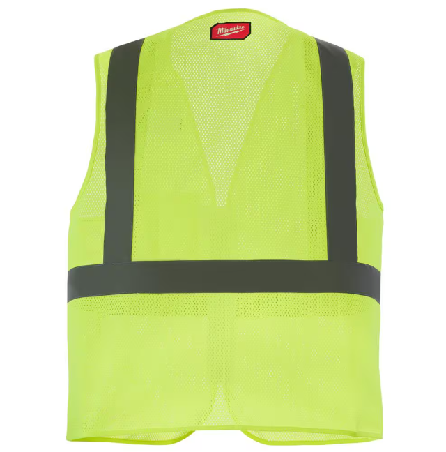 Milwaukee Large/X-Large Yellow Class 2 High Visibility Mesh Safety Vest with 1 Pocket