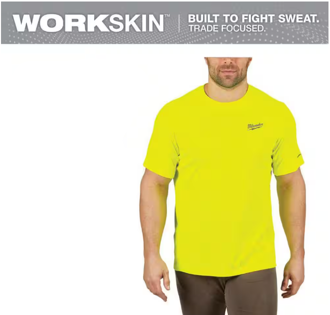 Milwaukee Men's Large Hi-Vis GEN II WORKSKIN Light Weight Performance Short-Sleeve T-Shirt