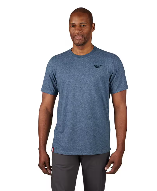 Milwaukee Men's Large Blue Cotton/Polyester Short-Sleeve Hybrid Work T-Shirt