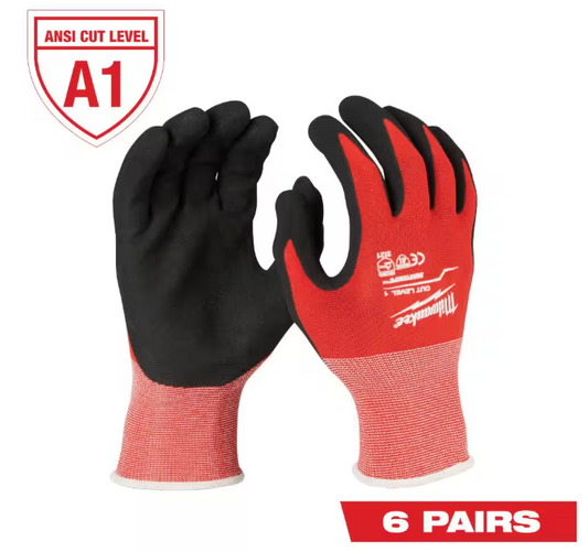 Milwaukee X-Large Red Nitrile Level 1 Cut Resistant Dipped Work Gloves (6-Pack)