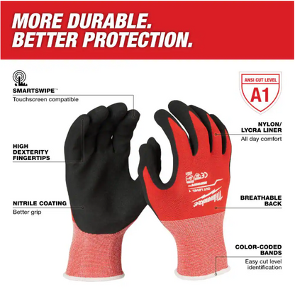 Milwaukee Large Red Nitrile Level 1 Cut Resistant Dipped Work Gloves (4-Pack)