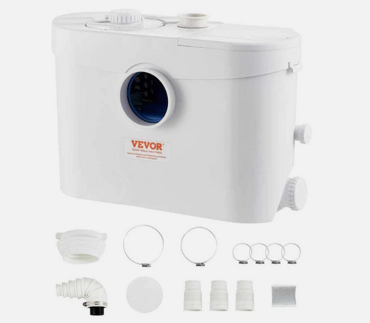 VEVOR Macerator Pump 1HP 700W 9600 L/H Flow 32.8 FT. Sewerage Sump Pump with 3 Inlets for Waste Water Disposal Upflush Machine