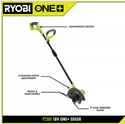 RYOBI ONE+ 18V 9 in. Cordless Battery Edger (Tool Only)