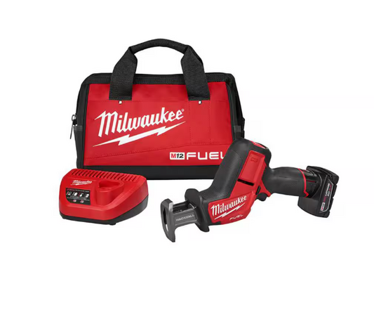 Milwaukee M12 FUEL 12V Lithium-Ion Brushless Cordless HACKZALL Reciprocating Saw Kit w/ One 4.0Ah Batteries Charger & Tool Bag