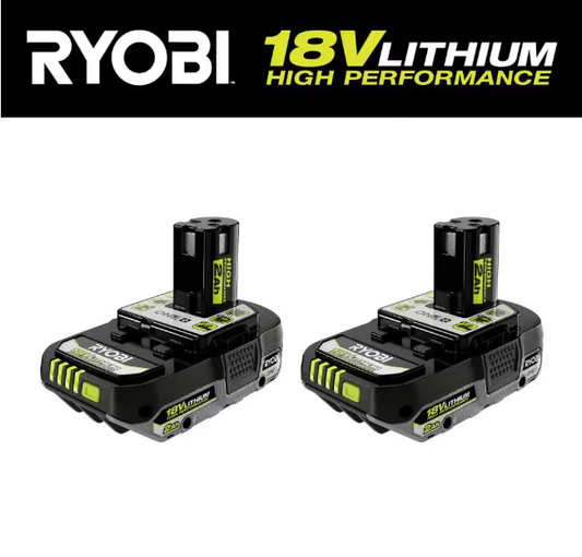RYOBI ONE+ 18V HIGH PERFORMANCE Lithium-Ion 2.0 Ah Compact Battery (2-Pack)