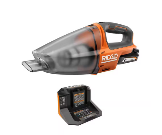 RIDGID 18V Cordless Hand Vacuum Kit with 2.0 Ah Battery and Charger