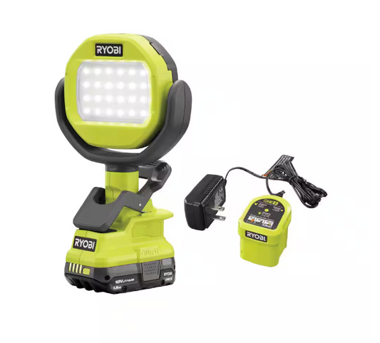 RYOBI ONE+ 18V Cordless LED Clamp Light Kit with 1.5 Ah Battery and Charger