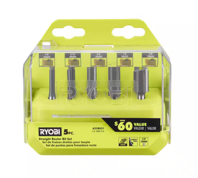 RYOBI Straight Router Bit Set (5-Piece)