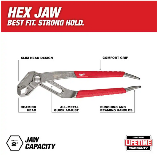 Milwaukee 10 in. V-Jaw Pliers with Comfort Grip and Reaming Handles