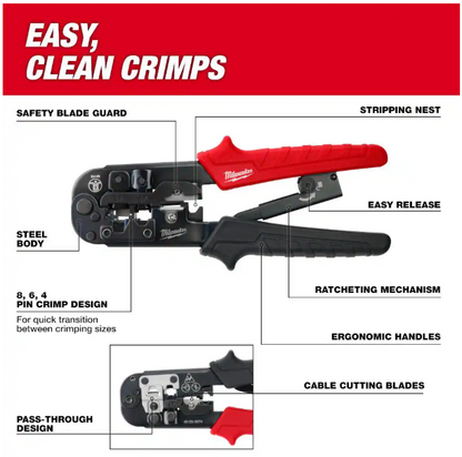 Milwaukee Ratcheting Pass-Through Crimper & Stripper