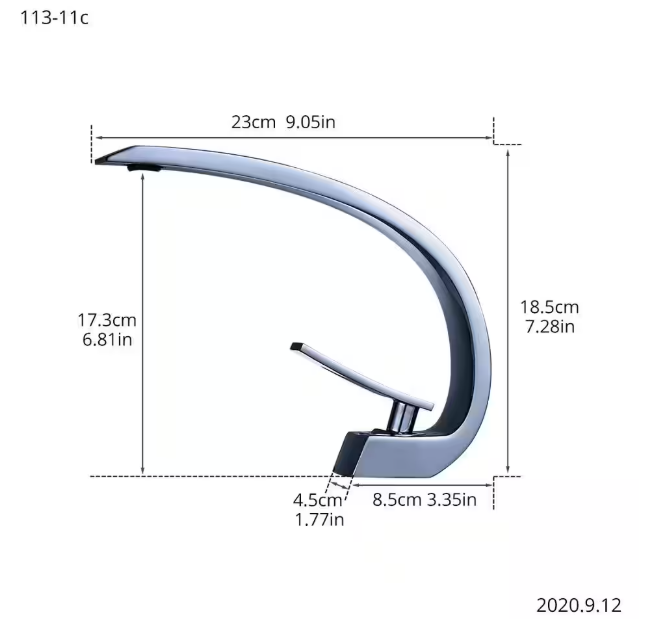 Single Hole Single-Handle Bathroom Faucet with Unique Design Curved in Chrome