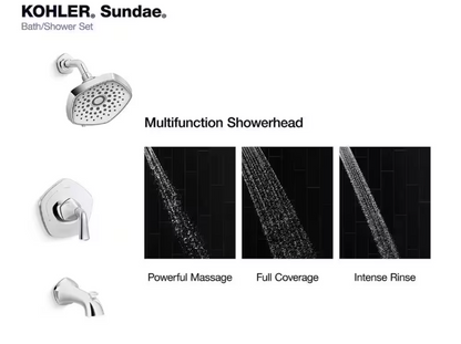 KOHLER Sundae Single-Handle 3-Spray Tub and Shower Faucet 1.75 GPM in Polished Chrome (Valve Included)