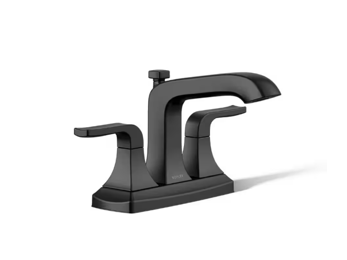 KOHLER Rubicon 4 in. Centerset 2-Handle Bathroom Faucet in Matte Black