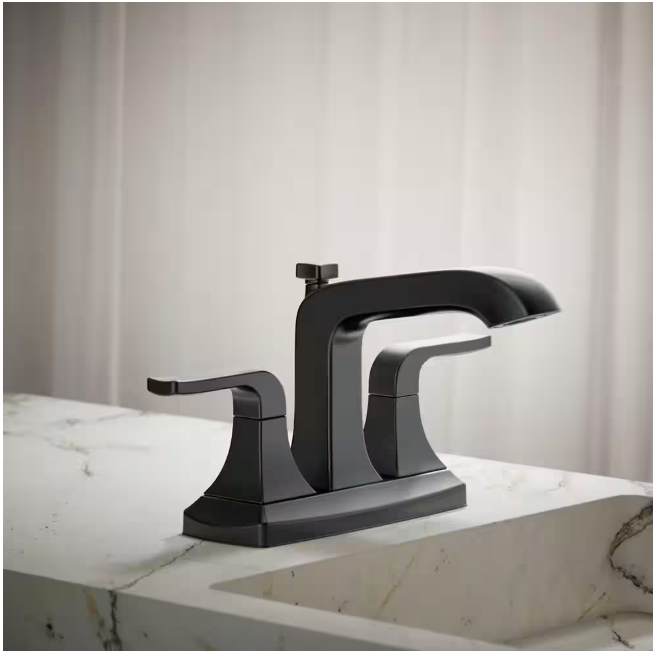 KOHLER Rubicon 4 in. Centerset 2-Handle Bathroom Faucet in Matte Black
