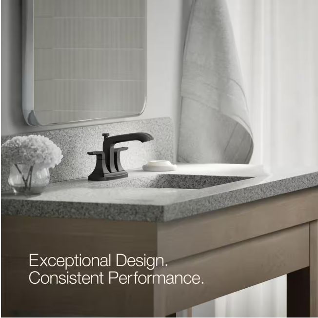 KOHLER Rubicon 4 in. Centerset 2-Handle Bathroom Faucet in Matte Black