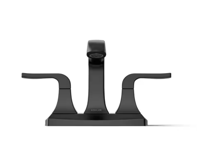 KOHLER Rubicon 4 in. Centerset 2-Handle Bathroom Faucet in Matte Black