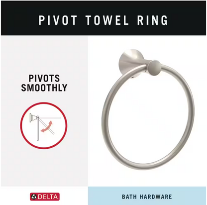 Delta Greydon 3-Piece Bath Hardware Set w/18 in . Towel Bar w/6 in. extender, Toilet Paper Holder, Towel Ring, Brushed Nickel