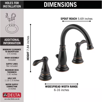Delta Porter 8 in. Widespread 2-Handle Bathroom Faucet in Oil Rubbed Bronze