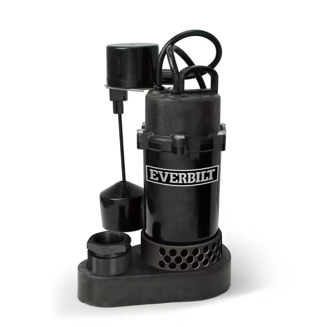 Everbilt 1/3 HP Aluminum Submersible Sump Pump Vertical Switch