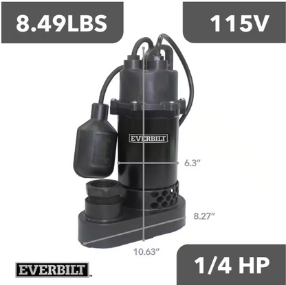 Everbilt 1/4 HP Aluminum Submersible Sump Pump Tether Switch