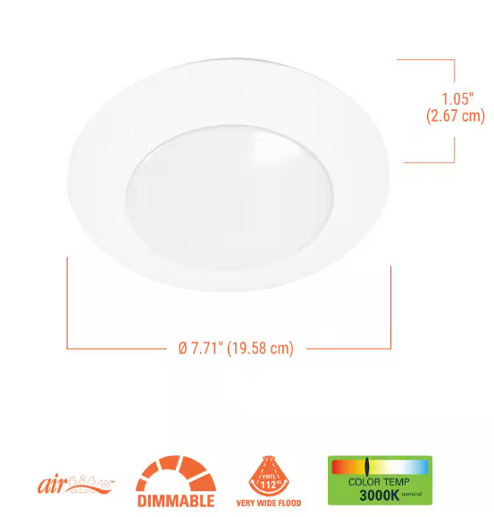 HALO HLCE 6 in. 3000K Integrated LED Recessed Light Trim (6-Pack), Title 20 Compliant
