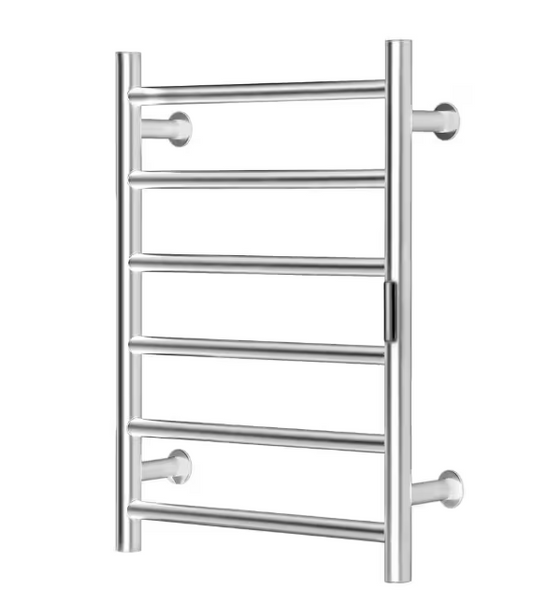 SVOPES 6-Bars Towel Warmer Rack, Wall Mounted Heated Towel Heater for Bathroom, Timer and LED, Silver Plug-In and Hardwire