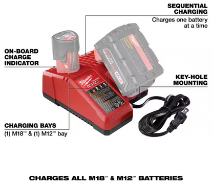 Milwaukee M12 and M18 12-Volt/18-Volt Lithium-Ion Multi-Voltage Battery Charger