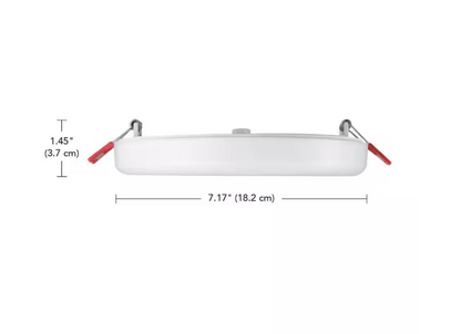 Commercial Electric Trimless Integrated LED 6 in Round Adjustable Color Temp Canless Recessed Light for Kitchen Bathroom Livingroom, White (4-Pack)