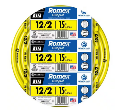 Southwire 15 ft. 12/2 Solid Romex SIMpull CU NM-B W/G Wire