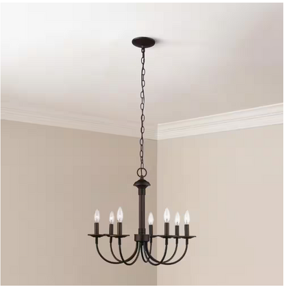 7-Light Oil Rubbed Bronze Candle Chandelier Light Fixture