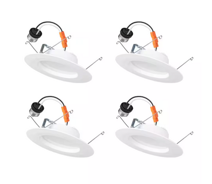 Commercial Electric 5/6 in. Integrated LED Recessed Retrofit Light Trim with Selectable Color Temperature, (4-Pack)
