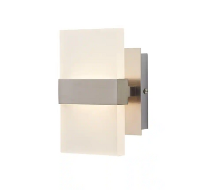 Home Decorators Collection Alberson 5 in. Brushed Nickel 2-Light LED Sconce