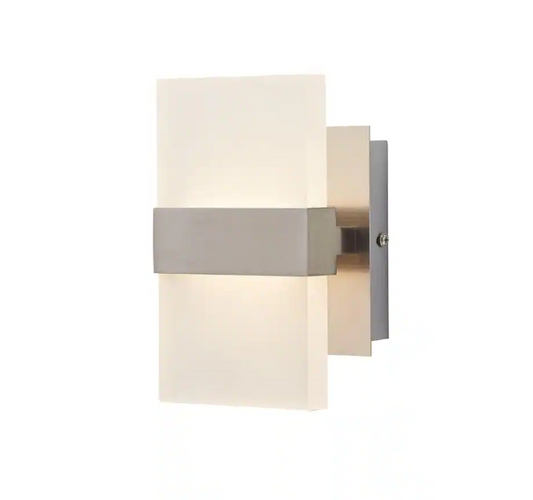 Home Decorators Collection Alberson 5 in. Brushed Nickel 2-Light LED Sconce