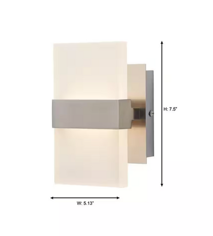 Home Decorators Collection Alberson 5 in. Brushed Nickel 2-Light LED Sconce