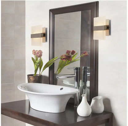 Home Decorators Collection Alberson 5 in. Brushed Nickel 2-Light LED Sconce