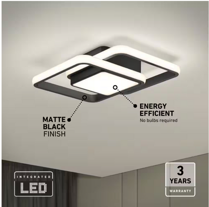 Artika Romeson 11 in. 1 Light Black 5CCT Integrated Selectable LED Flush Mount Ceiling Light