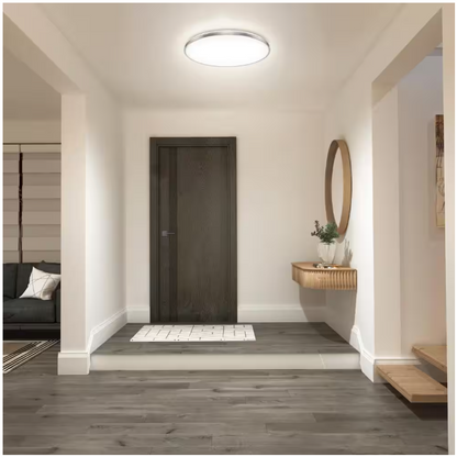 Artika Europa 21 in. 1-Light Modern Silver Integrated LED 3 CCT Flush Mount Ceiling Light Fixture for Kitchen or Bedroom