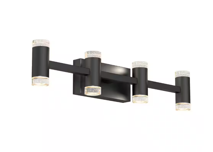 Artika Mist 27 in. 4 Light Black Modern Integrated LED 5 CCT Vanity Light Bar for Bathroom