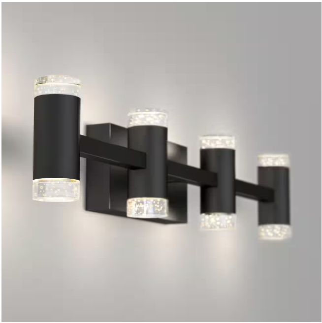 Artika Mist 27 in. 4 Light Black Modern Integrated LED 5 CCT Vanity Light Bar for Bathroom