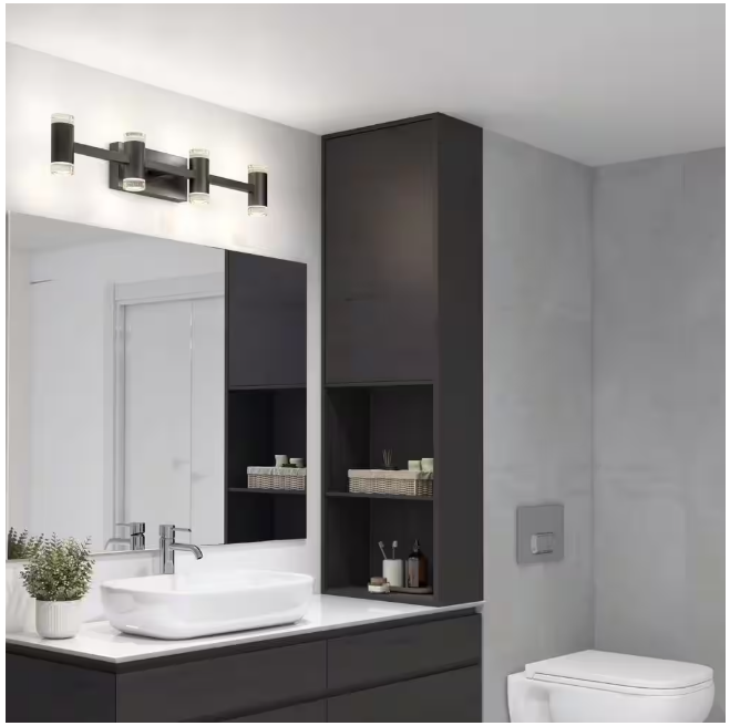 Artika Mist 27 in. 4 Light Black Modern Integrated LED 5 CCT Vanity Light Bar for Bathroom