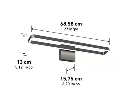 Artika Hinge 27 in. 1 Light Black Modern Integrated LED 3 CCT Vanity Light Bar for Bathroom
