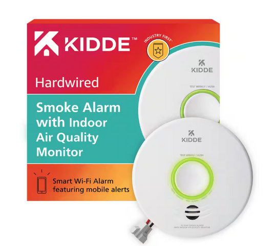 Kidde Smart Hardwired Wi-Fi Enabled Smoke Detector and Indoor Air Quality Monitor Photoelectric Sensor 21032069