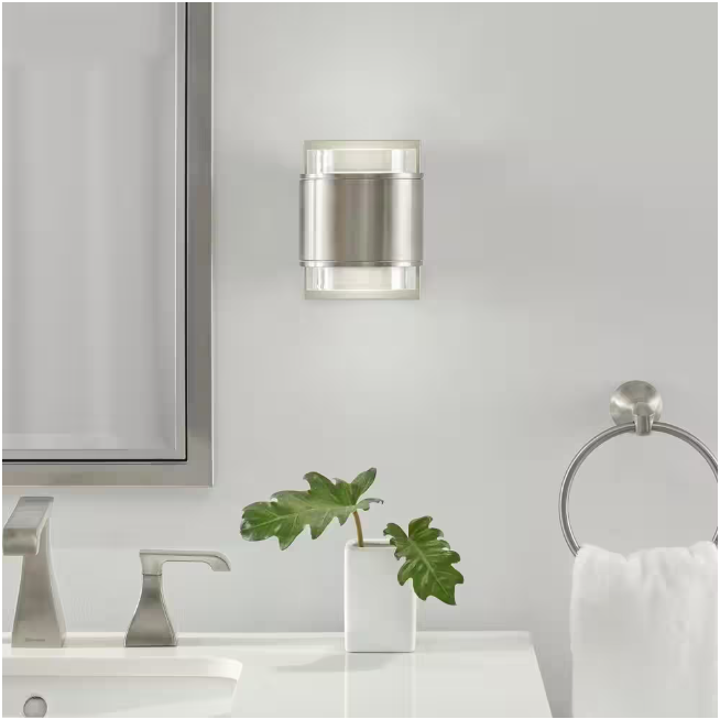 Home Decorators Collection Upton Brushed Nickel LED Sconce