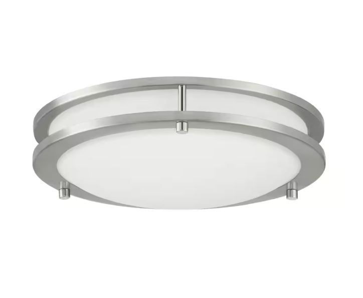 Hampton Bay Flaxmere 12 in. Modern Brushed Nickel 3 CCT Integrated LED Flush Mount for Kitchens or Bedrooms