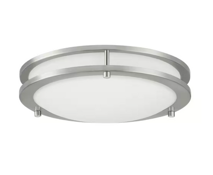 Hampton Bay Flaxmere 12 in. Modern Brushed Nickel 3 CCT Integrated LED Flush Mount for Kitchens or Bedrooms