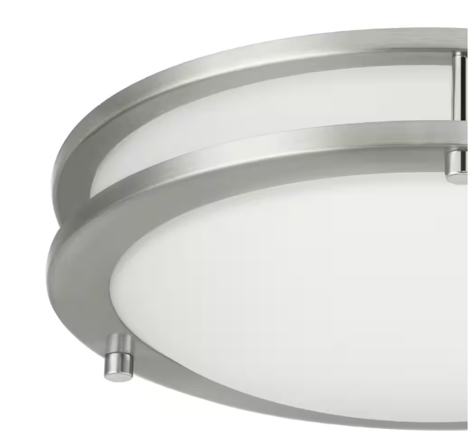 Hampton Bay Flaxmere 12 in. Modern Brushed Nickel 3 CCT Integrated LED Flush Mount for Kitchens or Bedrooms