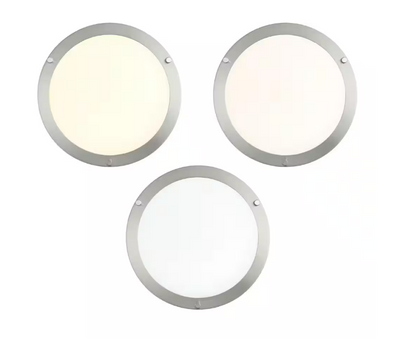 Hampton Bay Flaxmere 12 in. Modern Brushed Nickel 3 CCT Integrated LED Flush Mount for Kitchens or Bedrooms